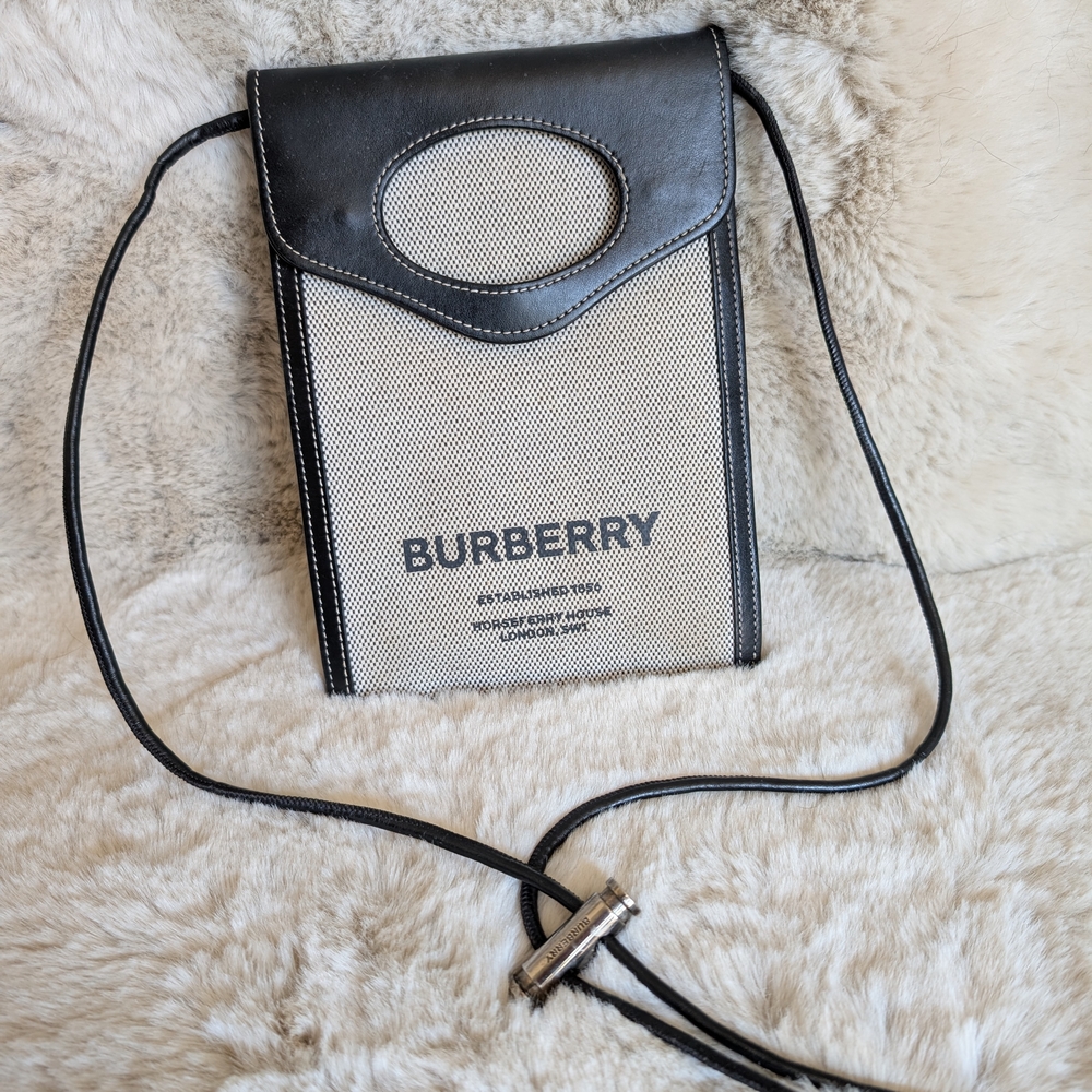 Burberry Logo Pocket Phone Case Canvas with Leather